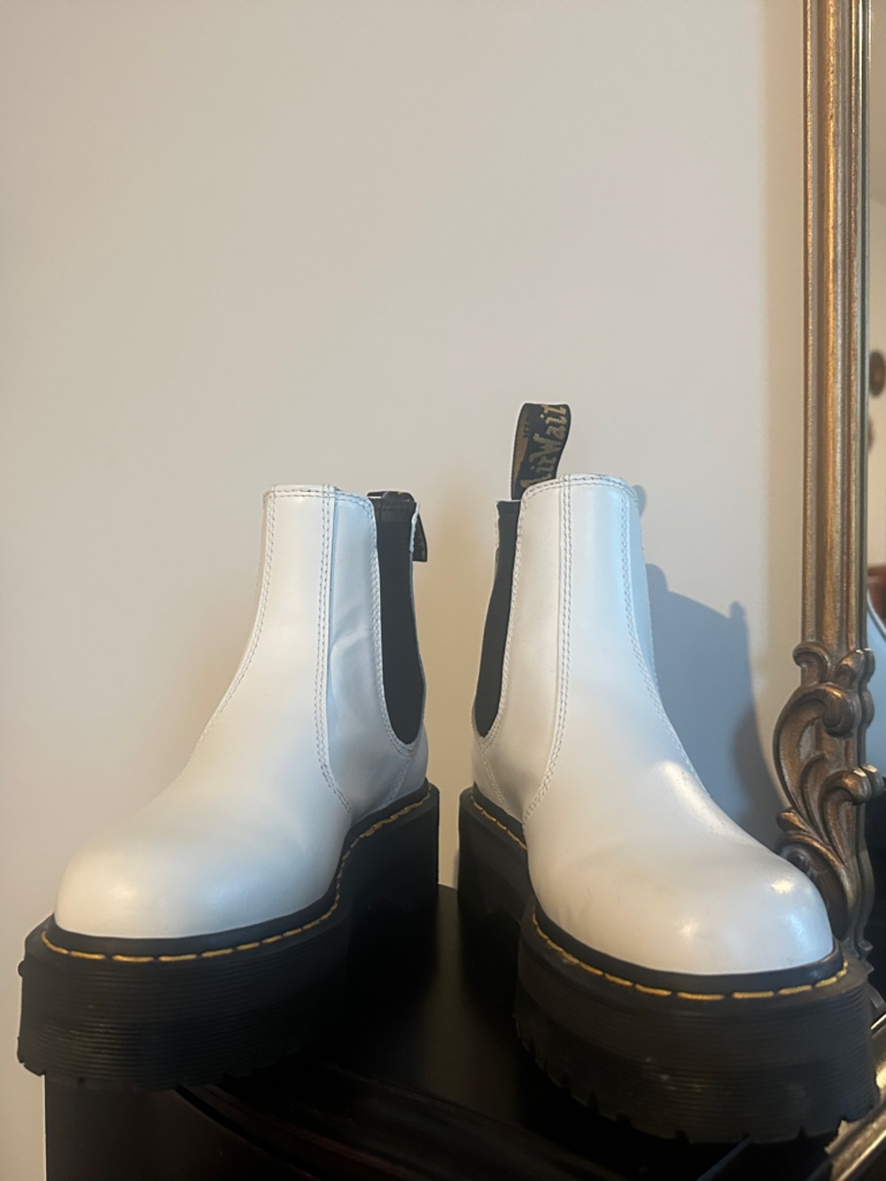 Dr. Martens White Platform Chelsea Boots